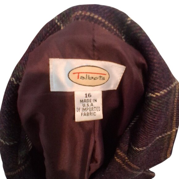 Talbots blazer womens 16 vintage USA 100% wool plaid - Picture 2 of 5